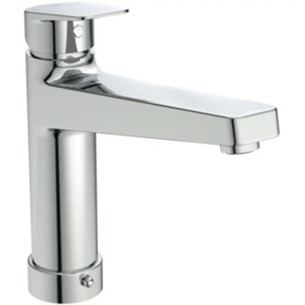 Chromfarbene Küchenarmatur mit geradem Auslauf und einem Hebel zur Temperatur- und Wassermengenregulierung. Ideal Standard Produkt, geeignet für moderne Kücheneinrichtungen.